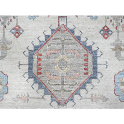 9'10"X13'10" Ivory Karajeh Design All Over Geometric Motifs Oriental Rug