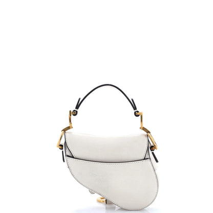 Christian Dior Saddle Handbag With Strap Leather Micro