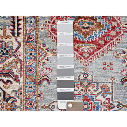 6'1"X9'6" Metallic Gray Soft Wool Super Kazak Hand Knotted Oriental Rug