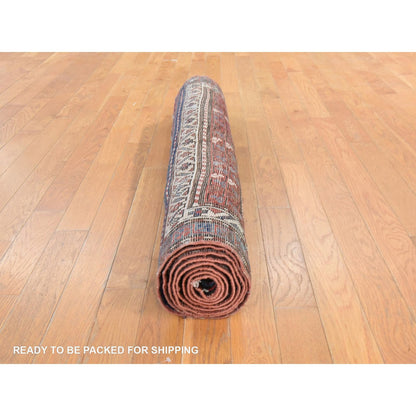 4'X8'9" Navy Blue Antique Caucasian Rug Armenian Kazak Wool Hand Knotted