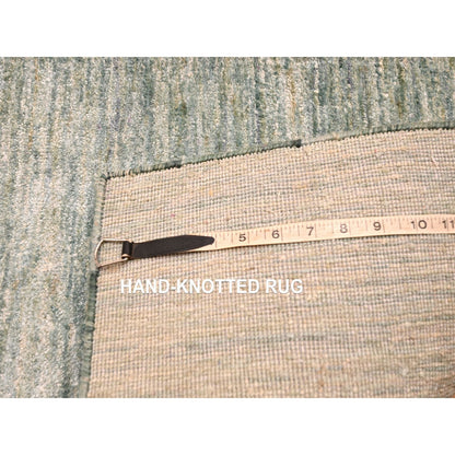 2'X3' Swamp Green Pure Sari Silk Hand Knotted Plain Solid Design Mat Rug