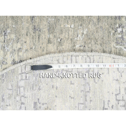 5'10"X5'10" Round Wool-Silk Abstract With Mosaic Design Hand Knotted Rug