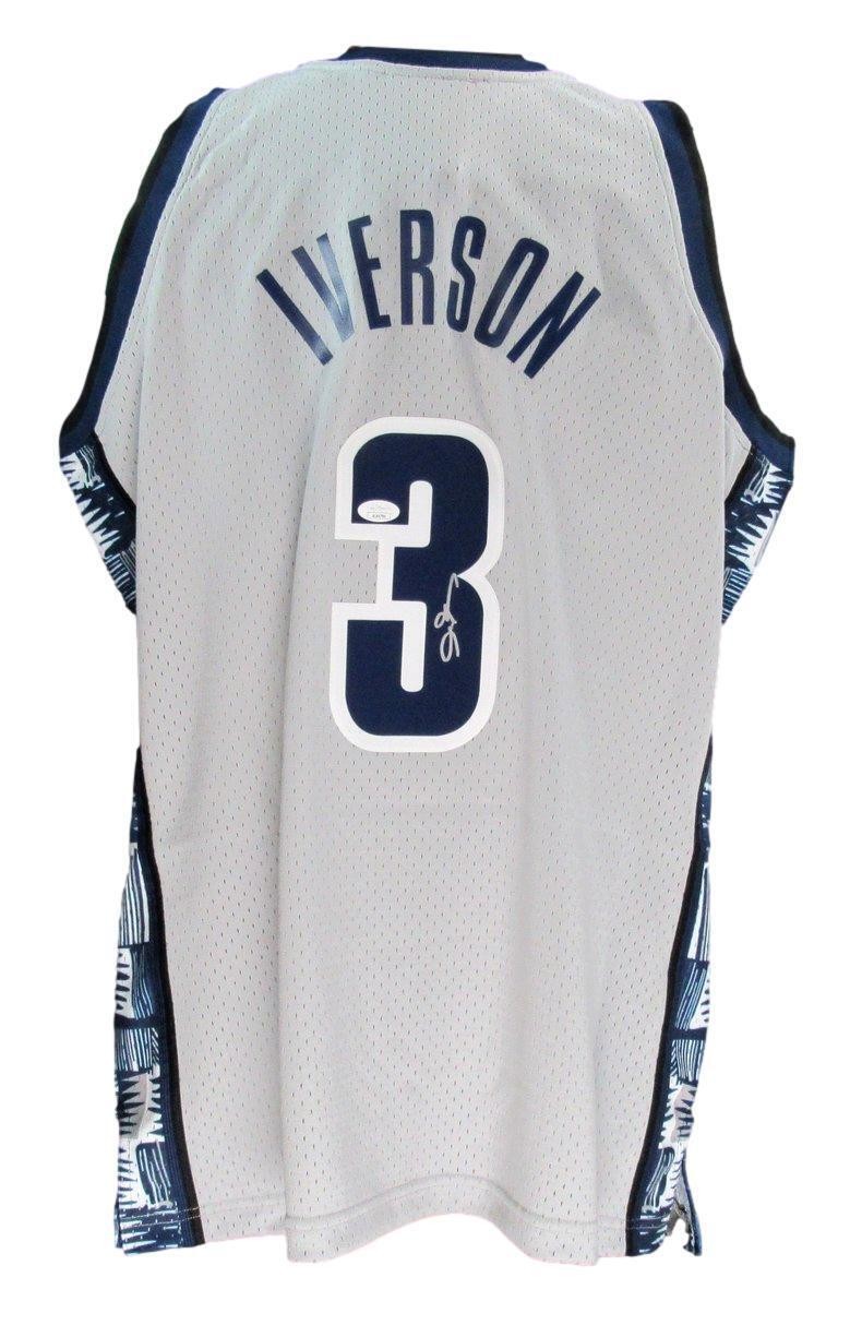 Allen Iverson Hof Autographed Gray Mitchell & Ness Jersey Georgetown Jsa 181841