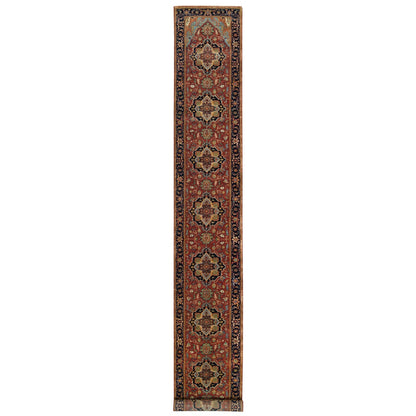 2'6"X18' Red Soft Wool Hand Knotted Antiqued Fine Heris Xl Runner Rug