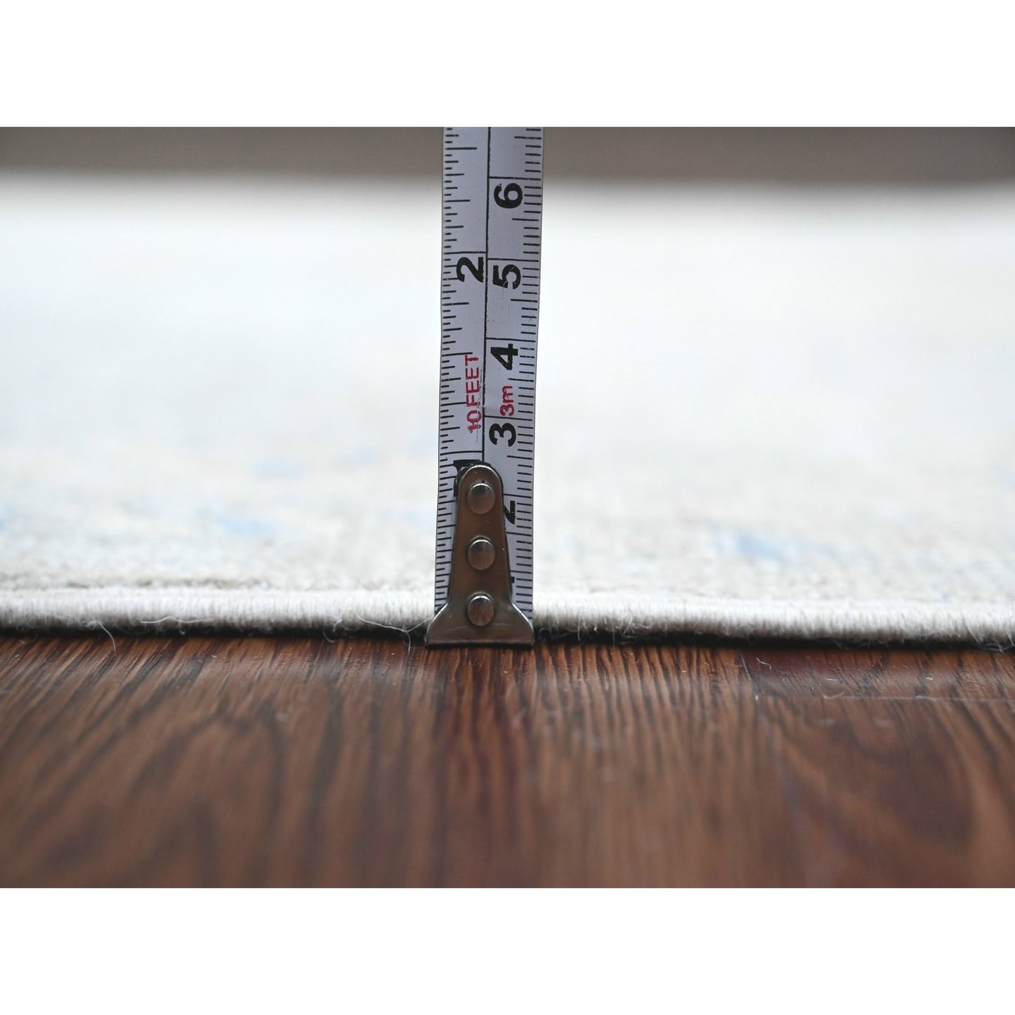 2'8"X9'8" Gray Hand Knotted Angora Oushak Leaf Design All Wool Runner Rug