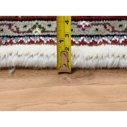 4'X6'1" Ivory Hand Knotted Tebraz Mahi Wool Ad Silk Oriental Rug