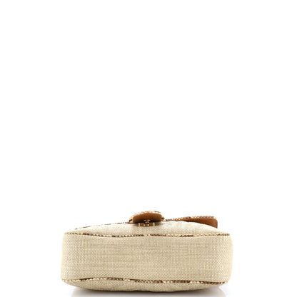 Gucci Gg Marmont Flap Bag Matelasse Raffia With Snakeskin Small