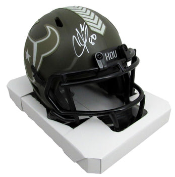 Andre Johnson Autographed Mini Salute To Service Helmet Houston Texans Jsa