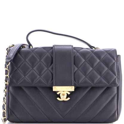 Chanel In The City Top Handle Flap Bag Mixed Quilt Calfskin Medium