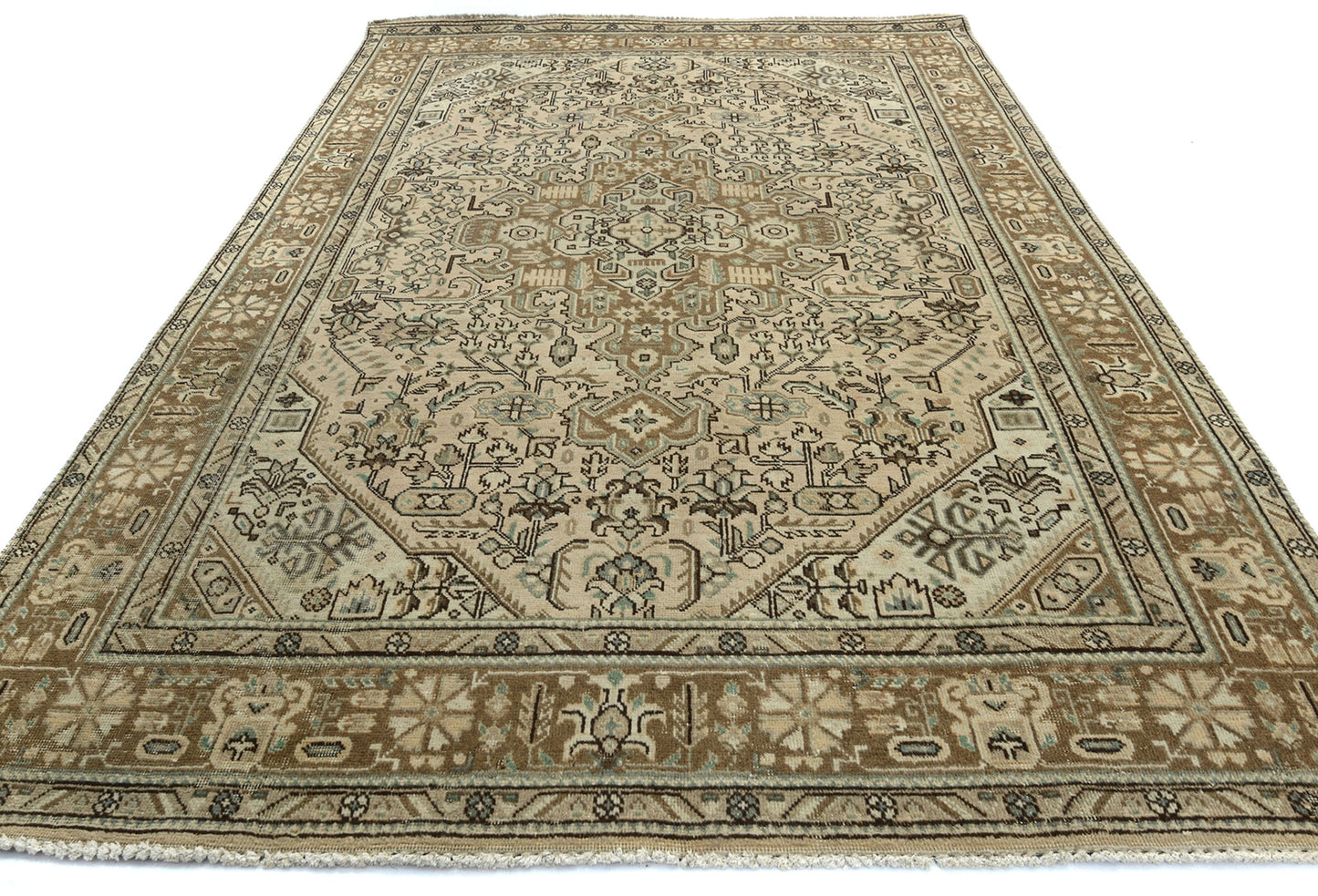 Vintage Oriental Rug Muted Floral Classic Carpet