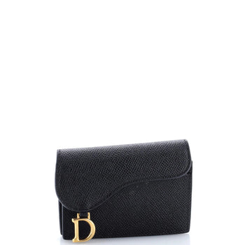 Christian Dior Saddle Lotus Wallet Leather Mini