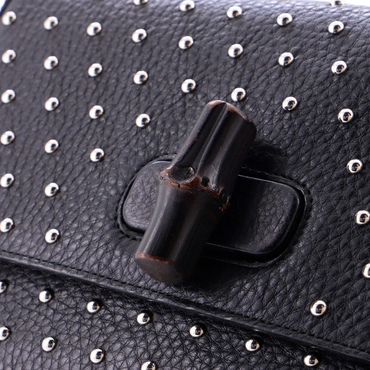 Gucci Miss Bamboo Shoulder Bag Studded Leather Medium