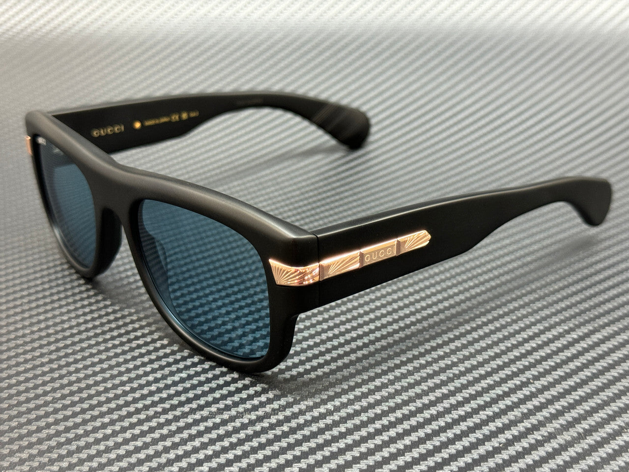 Gucci Gg1517S 002 Matte Black Blue Unisex 54 Mm Medium Sunglasses