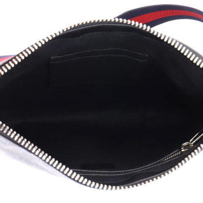 Gucci Web Strap Front Zip Messenger Bag Gg Coated Canvas Medium