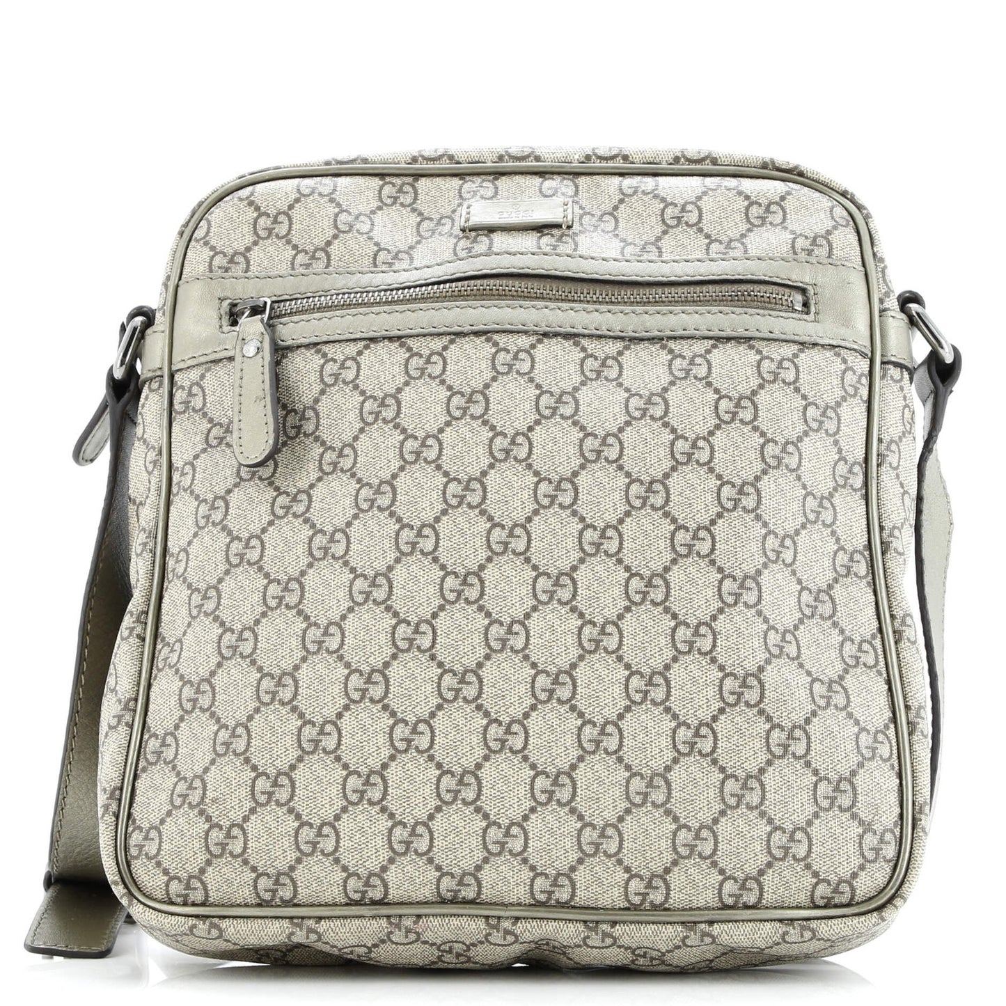 Gucci Front Zip Messenger Gg Coated Canvas Medium