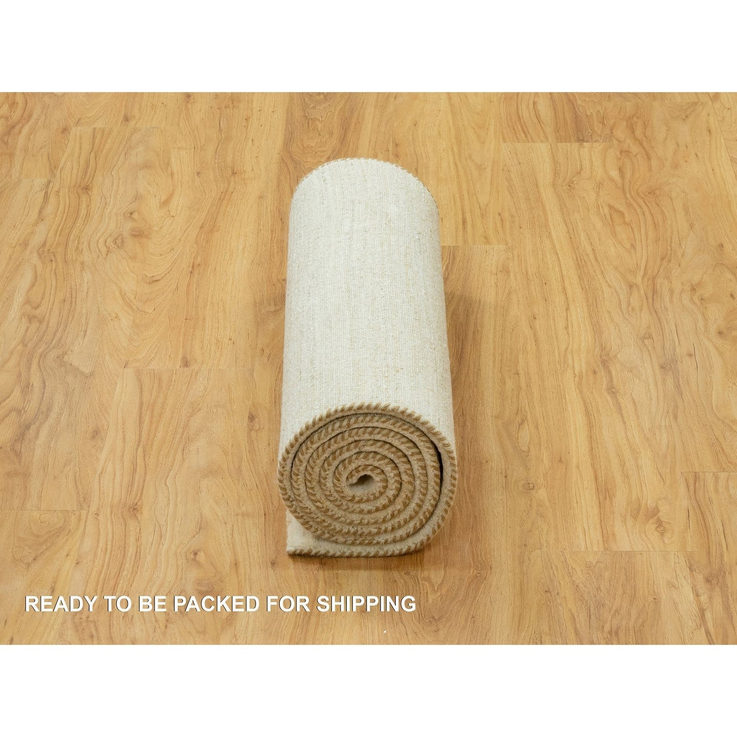 2'6"X8'2" White Pure Wool Hand Knotted Denser Weave Runner Oriental Rug