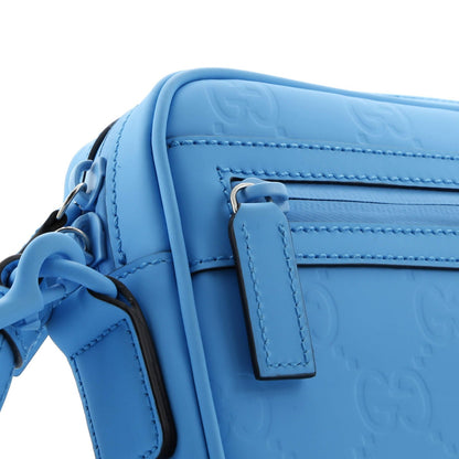 Gucci Front Zip Crossbody Bag Gg Rubber Effect Leather Small