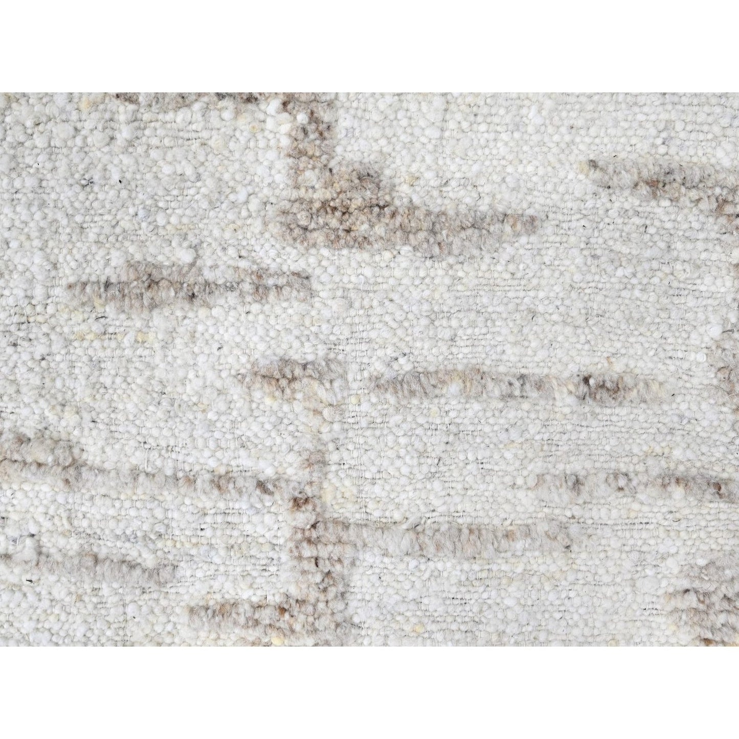 9'10"X13'10" Ivory Flat Weave With Pile Modern Hand Knotted Pure Wool Rug