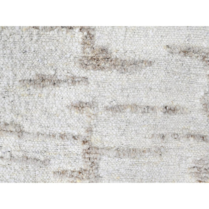 9'10"X13'10" Ivory Flat Weave With Pile Modern Hand Knotted Pure Wool Rug