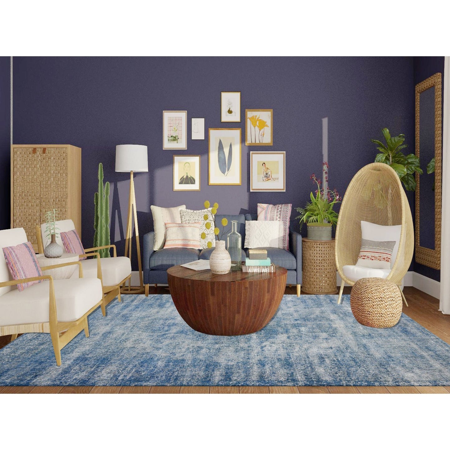 9'5"X12'7" Mavericks Blue Vintage Zoroastrian Karman Wool Oriental Rug