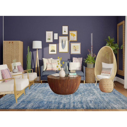 9'5"X12'7" Mavericks Blue Vintage Zoroastrian Karman Wool Oriental Rug