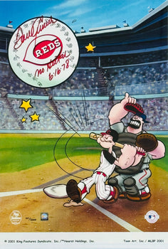 Tom Seaver Autographed Cincinnati Reds Popeye Toon Art 14X18 Framed (Mlb/Jsa)