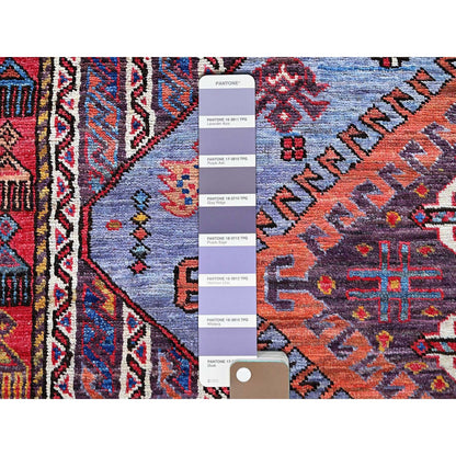 6'1"X8'4" Dusk Purple Ersari Caucasian Design Revival Hand Knotted Wool Rug