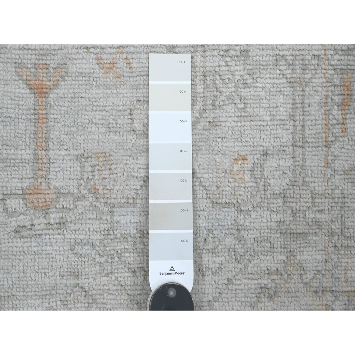 2'7"X12'6" Cement Gray Hand Knotted Afghan Angora Oushak Wool Runner Rug