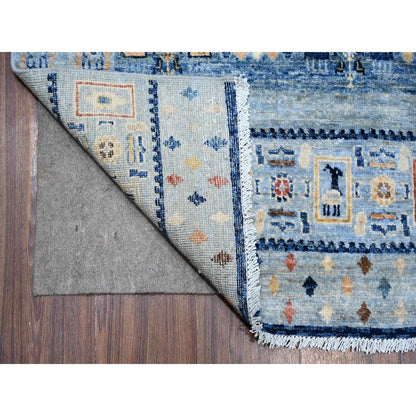 8'3"X9'6" Steel Blue Fine Kashkuli Gabbeh All Natural Wool Oriental Rug