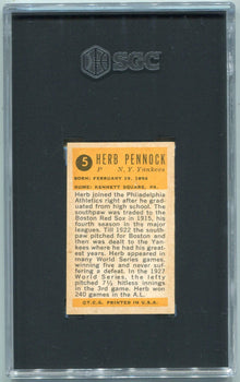 Herb Pennock 1963 Bazooka Greats Card #5 Sgc