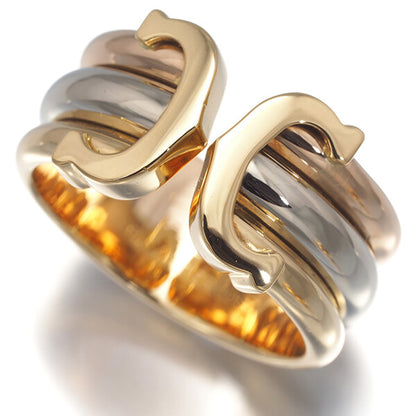 Cartier Ring 2C Double C C2 3Color Lm Eu51 18K 750 Yellow White Rose Gold