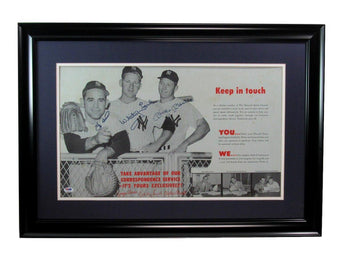 Mickey Mantle/Whitey Ford/Yogi Berra Signed Advertisement Framed Psa 193276