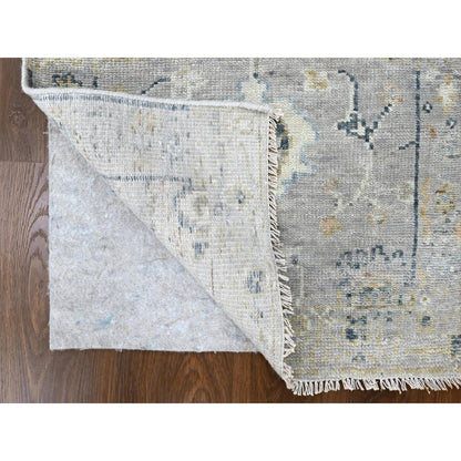 2'5"X8'5" Spanish Gray Oushak Design Soft Wool Hand Knotted Runner Rug