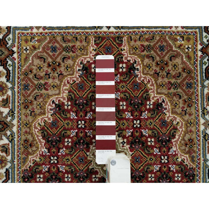 2'X4'2" Red Tebraz Design 100% Wool 175 Kpsi Hand Knotted Mat Rug