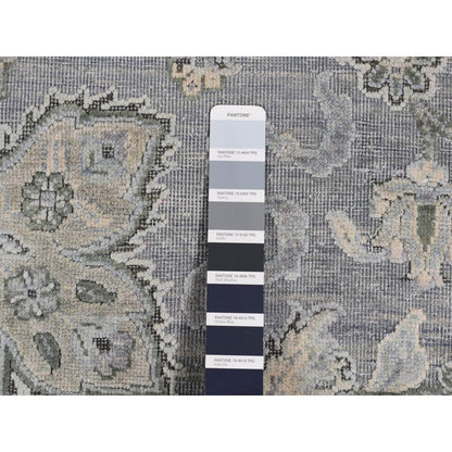 9'X12' Goose Gray Oushak Design Silk With Wool Hand Knotted Rug