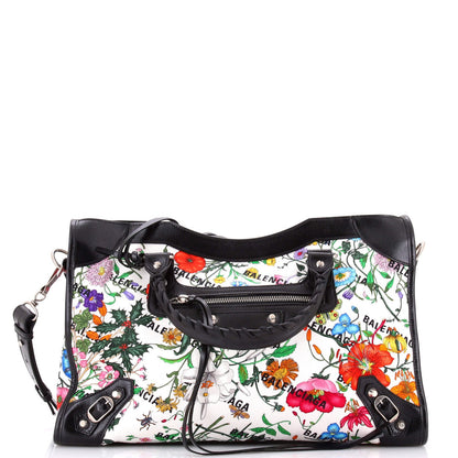 Medium Gucci x Balenciaga The Hacker Project Neo Classic City Bag Flora Canvas