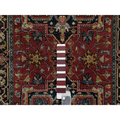 2'8"X10' Ruby Red Hand Knotted Wool Rug Runner Antiqued Fine Heris Revival