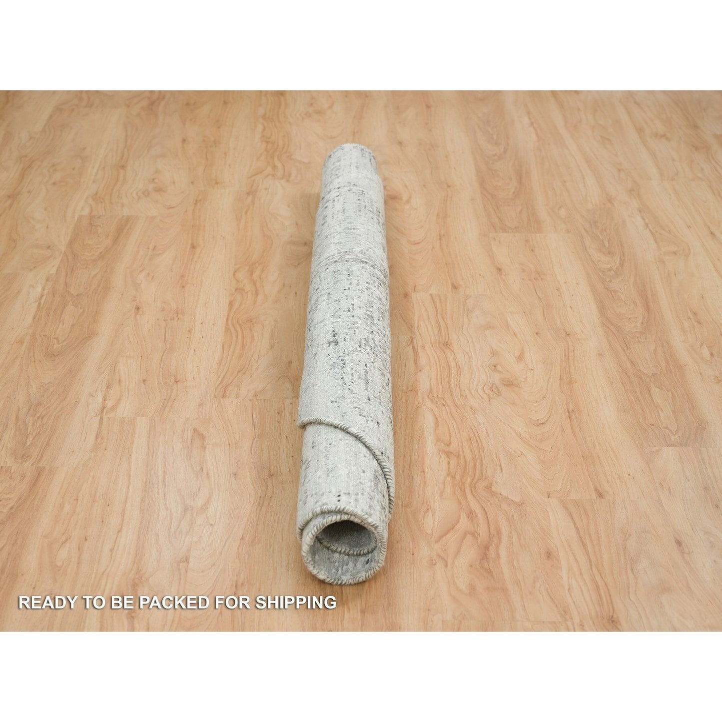 6'1"X6'1" Light Gray Modern Design Hand Knotted Round Oriental Rug