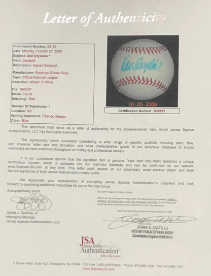 Don Drysdale Autographed Official National League