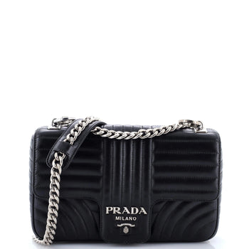 Prada Chain Flap Shoulder Bag Diagramme Quilted Leather Medium