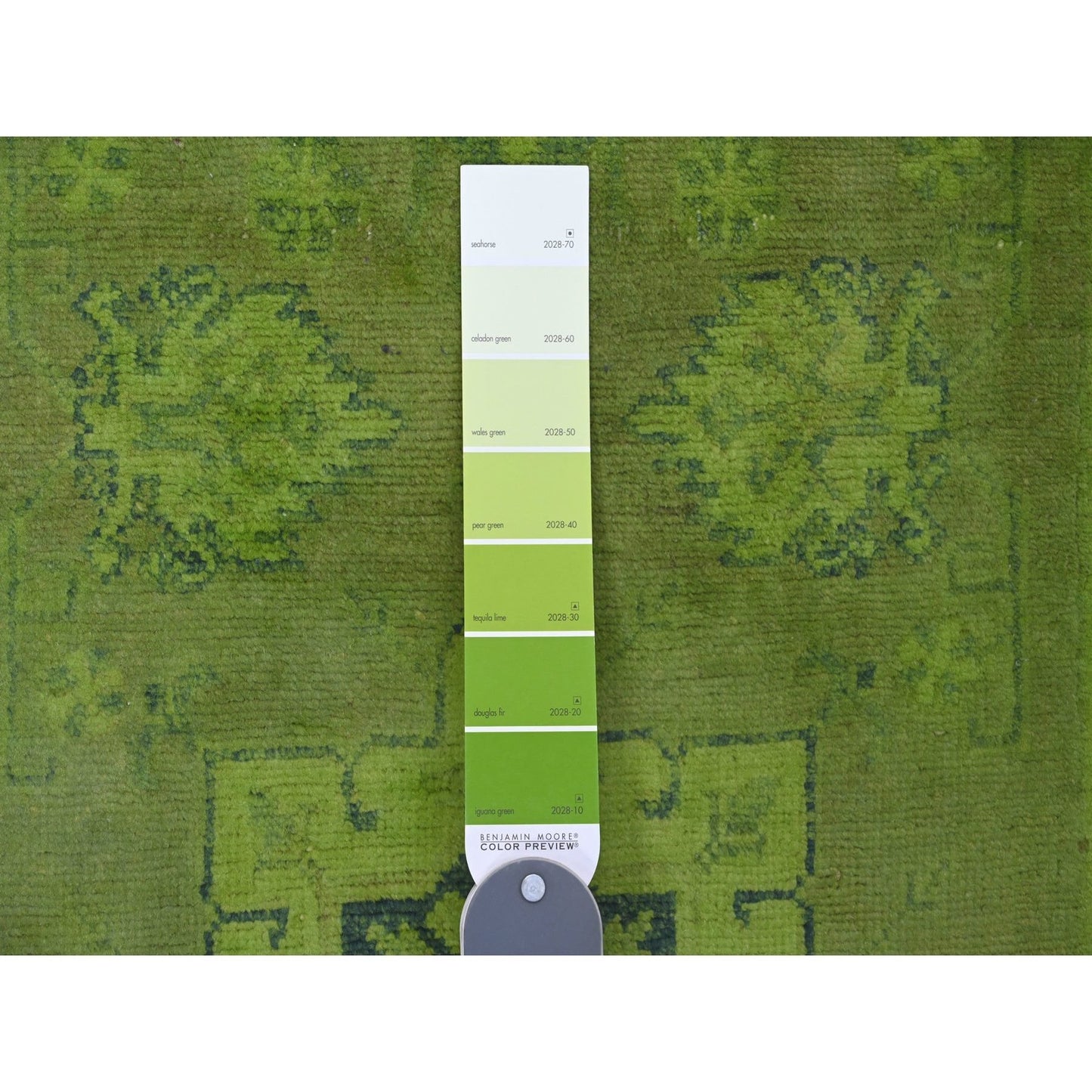 2'8"X18'10" Green Overdyed Kazak Geometric Hand Knotted Wool Runner Rug