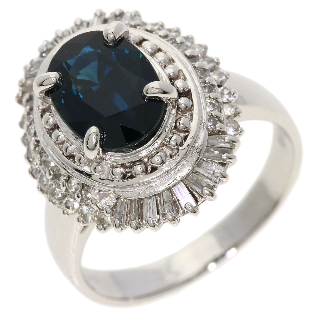 2.38Ct Sapphire Diamond Ring Platinum Pt900  8.7G