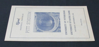 09/30/1944 Pittsburgh Vs. Notre Dame Program 185931
