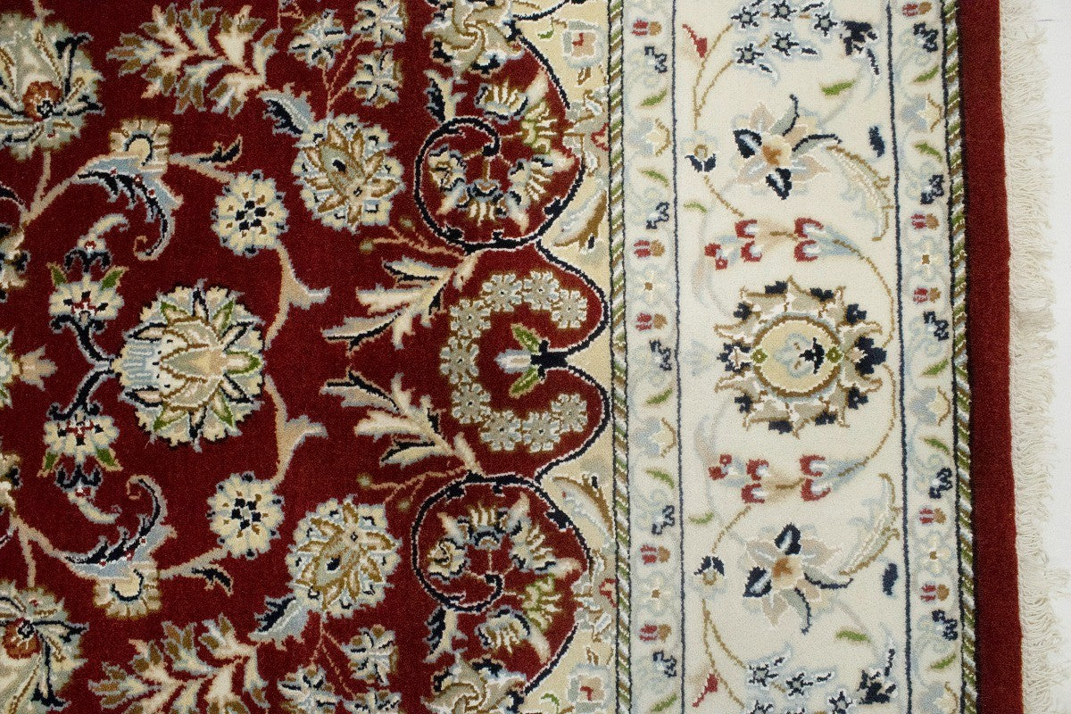 Handmade Indo-Nain Oriental Rug Classic Floral Design Living Room Carpet 6X9 ft