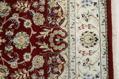 Handmade Indo-Nain Oriental Rug Classic Floral Design Living Room Carpet 6X9 ft