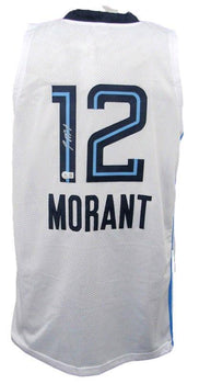 Ja Morant Signed White Custom Basketball Jersey Memphis Grizzlies Beckett 181170