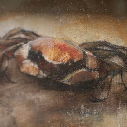 Cai Guohua ( China 1964) Signed Original Painting Oil On Canvas Framed Crab