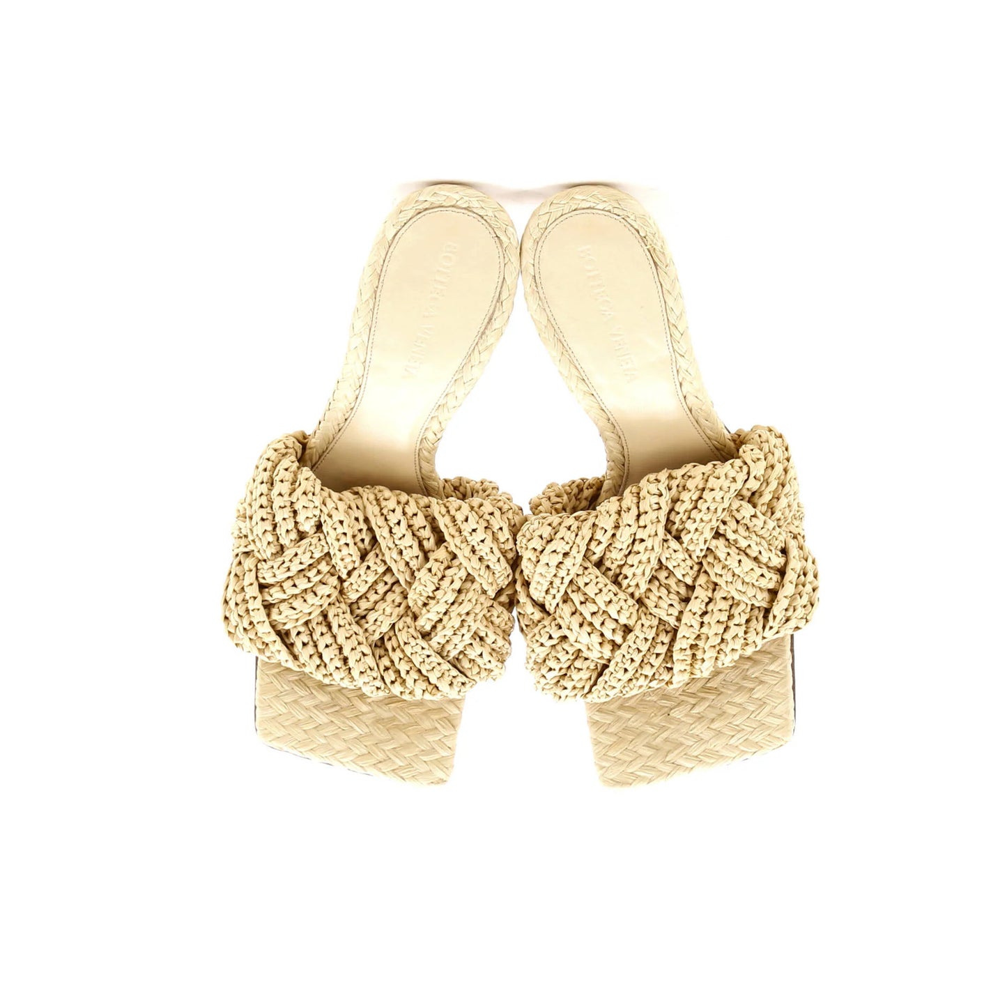 Bottega Veneta Women'S Lido Heeled Sandals Maxi Intrecciato Raffia