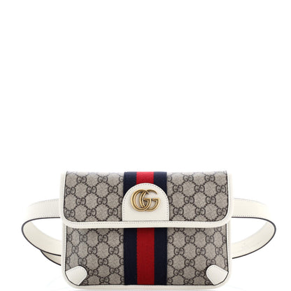 Gucci Ophidia Flap Belt Bag Gg Coated Canvas With Leather