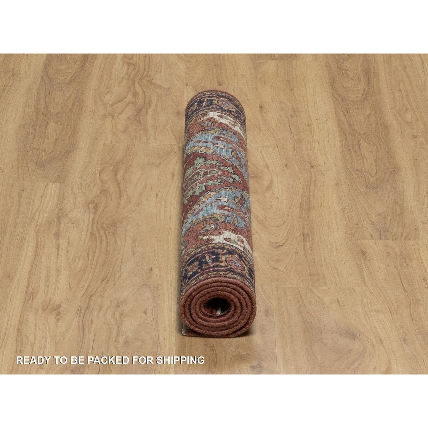 3'1"X5'2" Red Antiqued Heri Recreation Hand Knotted New Zealand Wool Rug